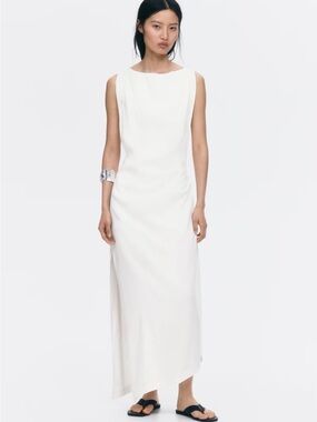 H&M EDITION SUMMER 2026 Twist-Detail Twill Dress (White) Sz M